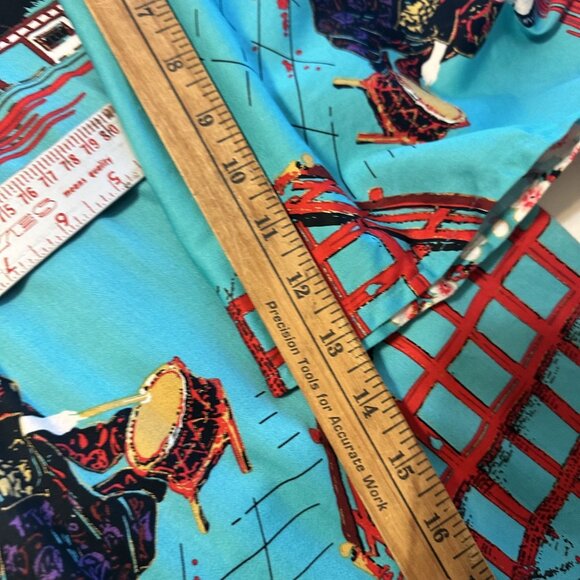 Kyoto Kimono Robe Cherry Blossom & Pagoda Print One Size Cotton Japan Teal - Picture 7 of 8